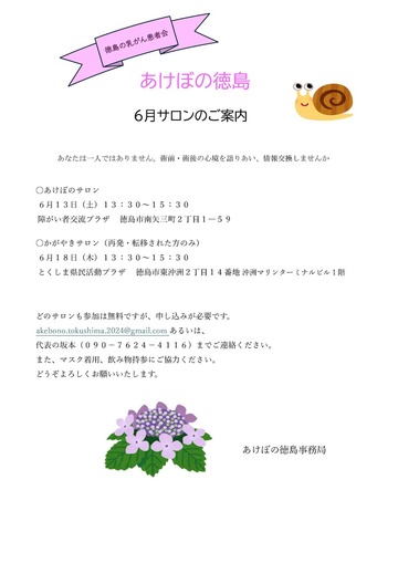 2026年6月 サロンのご案内