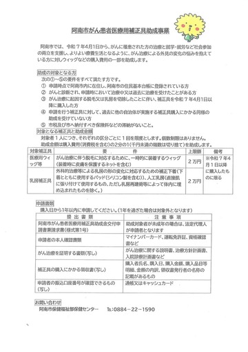阿南市がん患者医療用補正具助成事業